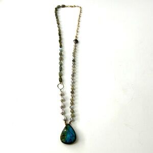Gray Gemstone Hand Knotted Necklace, Labradorite Necklace